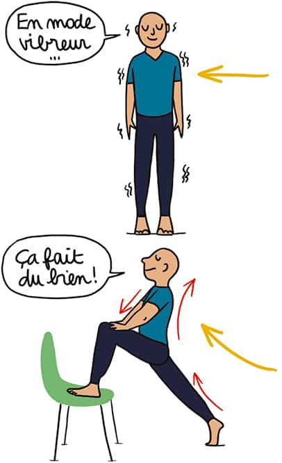 Enchaînement debout pieds sur chaise